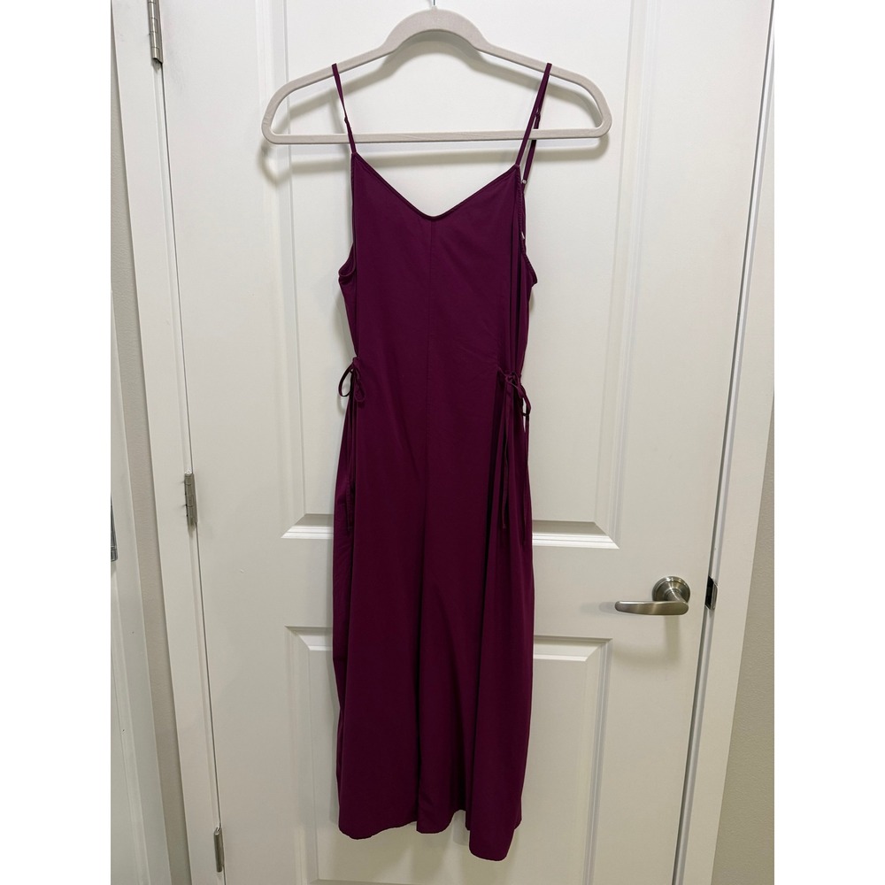 Athleta Purple Wide Leg Side Tie Jumpsuit Size 12 Adjustable Straps V-Neck